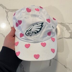 NFL White Cap with Pink Hearts and Eagle Emblem